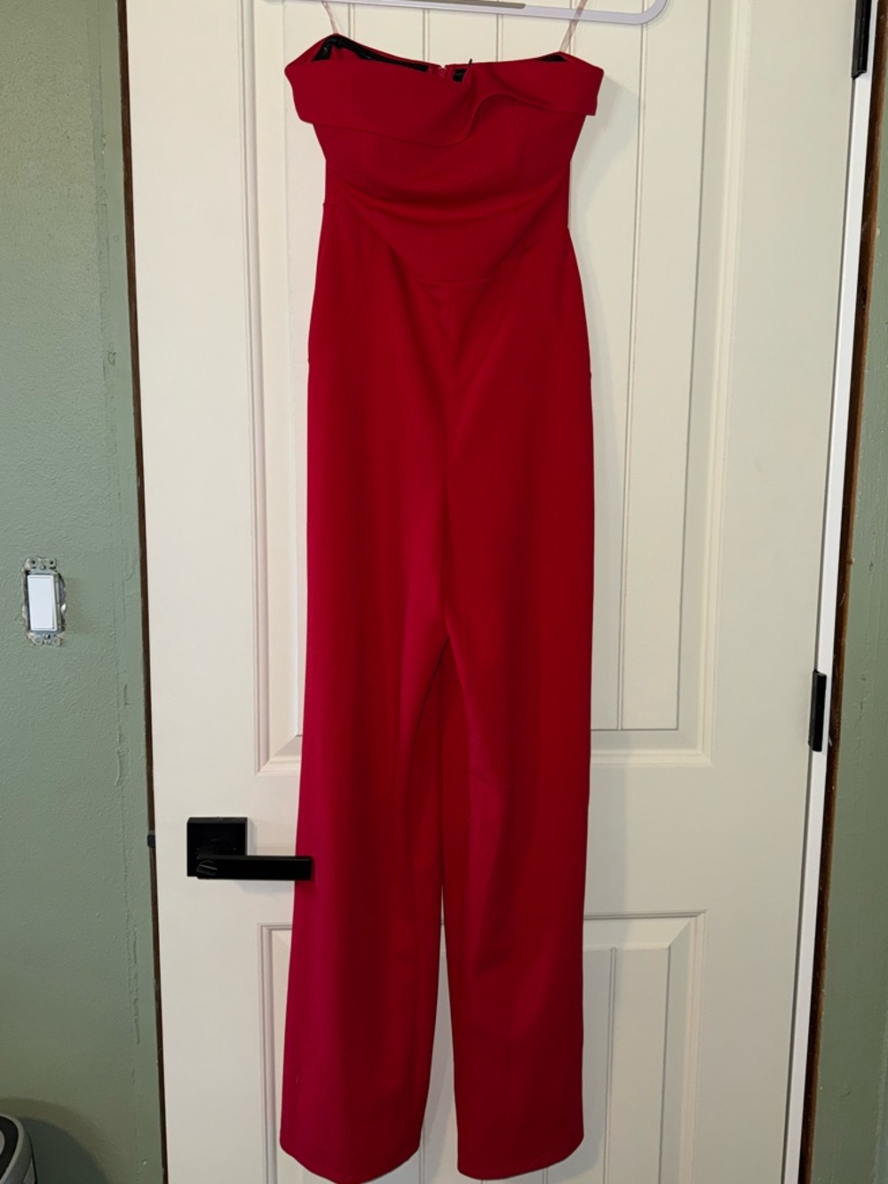 Strapless Red Wide-Leg Jumpsuit